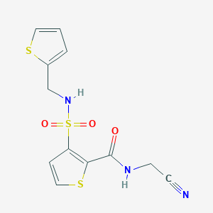 molecular formula C12H11N3O3S3 B2820607 N-(cyanomethyl)-3-{[(thiophen-2-yl)methyl]sulfamoyl}thiophene-2-carboxamide CAS No. 1311607-36-9