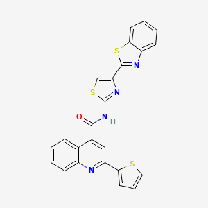 molecular formula C24H14N4OS3 B2820610 N-(4-(苯并[d]噻唑-2-基)噻唑-2-基)-2-(噻吩-2-基)喹啉-4-甲酰胺 CAS No. 477538-98-0
