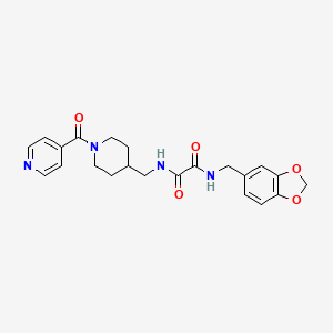 molecular formula C22H24N4O5 B2820616 N1-(benzo[d][1,3]dioxol-5-ylmethyl)-N2-((1-isonicotinoylpiperidin-4-yl)methyl)oxalamide CAS No. 1396808-08-4