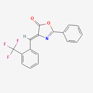 molecular formula C17H10F3NO2 B2820622 2-Phenyl-4-[2-(trifluoromethyl)benzylidene]-1,3-oxazol-5(4H)-one CAS No. 7601-20-9