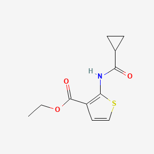 molecular formula C11H13NO3S B2820625 乙酸乙酯 2-(环丙烷甲酰胺基)噻吩-3-甲酸酯 CAS No. 864940-50-1