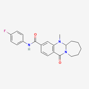 molecular formula C21H22FN3O2 B2820629 N-(4-氟苯基)-5-甲基-12-氧代-5,5a,6,7,8,9,10,12-八氢-吖哇吉诺[2,1-b]喹唑啉-3-甲酰胺 CAS No. 1775408-63-3