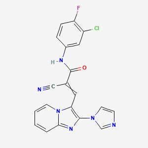 molecular formula C20H12ClFN6O B2820635 N-(3-chloro-4-fluorophenyl)-2-cyano-3-[2-(1H-imidazol-1-yl)imidazo[1,2-a]pyridin-3-yl]prop-2-enamide CAS No. 1376447-41-4