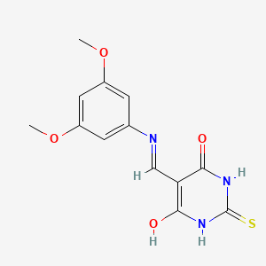 molecular formula C13H13N3O4S B2820639 5-(((3,5-dimethoxyphenyl)amino)methylene)-2-thioxodihydropyrimidine-4,6(1H,5H)-dione CAS No. 710295-33-3