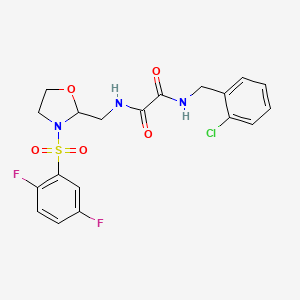molecular formula C19H18ClF2N3O5S B2820654 N1-(2-氯苄基)-N2-((3-((2,5-二氟苯基)磺酰)噁唑并[2-yl]甲基)草酰胺 CAS No. 868983-82-8