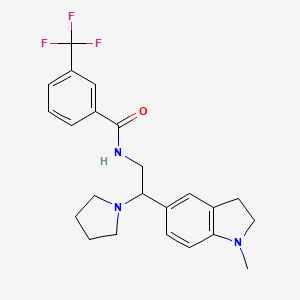 molecular formula C23H26F3N3O B2820659 N-(2-(1-甲基吲哚-5-基)-2-(吡咯烷-1-基)乙基)-3-(三氟甲基)苯甲酰胺 CAS No. 921894-66-8