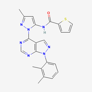 molecular formula C22H19N7OS B2820660 N-(1-(1-(2,3-dimethylphenyl)-1H-pyrazolo[3,4-d]pyrimidin-4-yl)-3-methyl-1H-pyrazol-5-yl)thiophene-2-carboxamide CAS No. 1005715-85-4