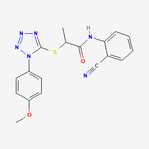 molecular formula C18H16N6O2S B2820661 N-(2-cyanophenyl)-2-{[1-(4-methoxyphenyl)-1H-1,2,3,4-tetrazol-5-yl]sulfanyl}propanamide CAS No. 887348-51-8