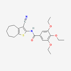 molecular formula C23H28N2O4S B2820662 N-(3-cyano-5,6,7,8-tetrahydro-4H-cyclohepta[b]thiophen-2-yl)-3,4,5-triethoxybenzamide CAS No. 309950-19-4