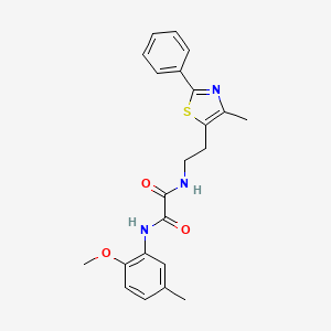 molecular formula C22H23N3O3S B2820664 N1-(2-甲氧基-5-甲基苯基)-N2-(2-(4-甲基-2-苯基噻唑-5-基)乙基)草酰胺 CAS No. 894011-44-0