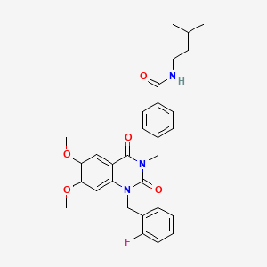 molecular formula C30H32FN3O5 B2820698 4-((1-(2-氟苄基)-6,7-二甲氧基-2,4-二氧代-1,2-二氢喹唑啉-3(4H)-基)甲基)-N-异戊基苯甲酰胺 CAS No. 1189464-76-3
