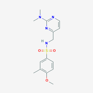 molecular formula C15H20N4O3S B2820705 N-((2-(dimethylamino)pyrimidin-4-yl)methyl)-4-methoxy-3-methylbenzenesulfonamide CAS No. 1796966-45-4