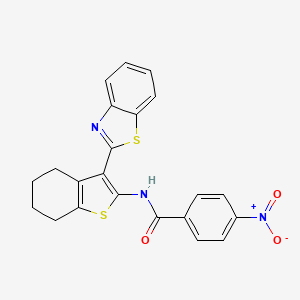 molecular formula C22H17N3O3S2 B2820713 N-[3-(1,3-苯并噻唑-2-基)-4,5,6,7-四氢-1-苯并噻吩-2-基]-4-硝基苯甲酰胺 CAS No. 392236-26-9