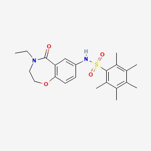 N-(4-ethyl-5-oxo-2,3,4,5-tetrahydrobenzo[f][1,4]oxazepin-7-yl)-2,3,4,5,6-pentamethylbenzenesulfonamide