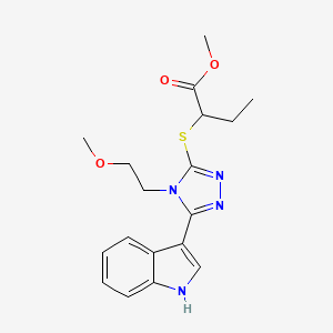 molecular formula C18H22N4O3S B2820750 甲酸甲酯 2-((5-(1H-吲哚-3-基)-4-(2-甲氧基乙基)-4H-1,2,4-三唑-3-基)硫代)丁酸甲酯 CAS No. 852145-29-0