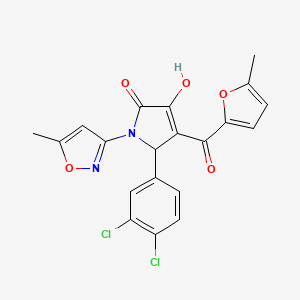 molecular formula C20H14Cl2N2O5 B2820753 5-(3,4-dichlorophenyl)-3-hydroxy-4-(5-methylfuran-2-carbonyl)-1-(5-methylisoxazol-3-yl)-1H-pyrrol-2(5H)-one CAS No. 618872-47-2