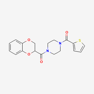 molecular formula C18H18N2O4S B2820755 1-(2,3-Dihydro-1,4-benzodioxine-2-carbonyl)-4-(thiophene-2-carbonyl)piperazine CAS No. 861211-40-7