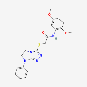 molecular formula C20H21N5O3S B2820756 N-(2,5-dimethoxyphenyl)-2-((7-phenyl-6,7-dihydro-5H-imidazo[2,1-c][1,2,4]triazol-3-yl)thio)acetamide CAS No. 921514-53-6