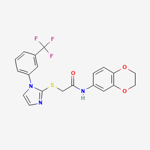 N-(2,3-dihydrobenzo[b][1,4]dioxin-6-yl)-2-((1-(3-(trifluoromethyl)phenyl)-1H-imidazol-2-yl)thio)acetamide