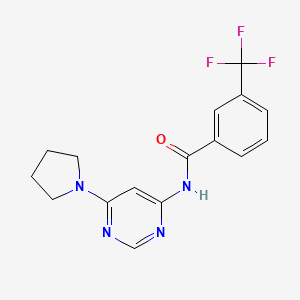 molecular formula C16H15F3N4O B2820771 N-(6-(吡咯啉-1-基)嘧啶-4-基)-3-(三氟甲基)苯甲酰胺 CAS No. 1396816-06-0