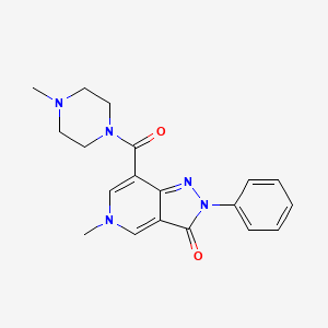 molecular formula C19H21N5O2 B2820772 5-methyl-7-(4-methylpiperazine-1-carbonyl)-2-phenyl-2H-pyrazolo[4,3-c]pyridin-3(5H)-one CAS No. 921879-75-6