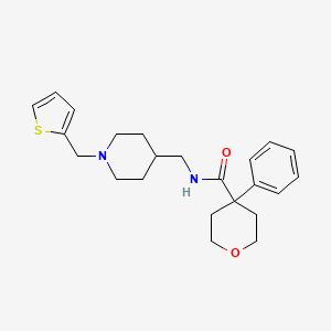 molecular formula C23H30N2O2S B2820780 4-苯基-N-((1-(噻吩-2-基甲基)哌啶-4-基甲基)四氢-2H-吡喃-4-羧酰胺 CAS No. 1209673-21-1