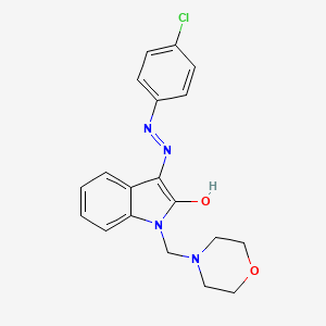 molecular formula C19H19ClN4O2 B2820784 1-(morpholinomethyl)-1H-indole-2,3-dione 3-[N-(4-chlorophenyl)hydrazone] CAS No. 338391-71-2