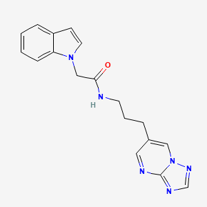 molecular formula C18H18N6O B2820785 N-(3-([1,2,4]triazolo[1,5-a]pyrimidin-6-yl)propyl)-2-(1H-indol-1-yl)acetamide CAS No. 2034317-51-4
