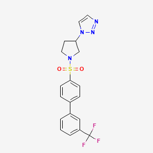 molecular formula C19H17F3N4O2S B2820804 1-(1-((3'-(trifluoromethyl)-[1,1'-biphenyl]-4-yl)sulfonyl)pyrrolidin-3-yl)-1H-1,2,3-triazole CAS No. 2034619-84-4