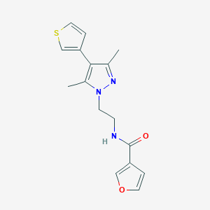 molecular formula C16H17N3O2S B2820813 N-(2-(3,5-dimethyl-4-(thiophen-3-yl)-1H-pyrazol-1-yl)ethyl)furan-3-carboxamide CAS No. 2034376-12-8