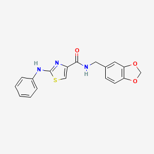 molecular formula C18H15N3O3S B2820814 N-(苯并[d][1,3]二氧杂环戊-5-基甲基)-2-(苯基氨基)噻唑-4-甲酰胺 CAS No. 1105228-65-6