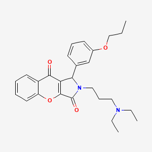 molecular formula C27H32N2O4 B2820819 2-(3-(Diethylamino)propyl)-1-(3-propoxyphenyl)-1,2-dihydrochromeno[2,3-c]pyrrole-3,9-dione CAS No. 631867-27-1