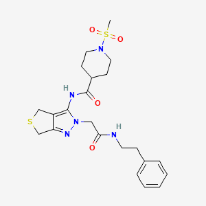 1-(methylsulfonyl)-N-(2-(2-oxo-2-(phenethylamino)ethyl)-4,6-dihydro-2H-thieno[3,4-c]pyrazol-3-yl)piperidine-4-carboxamide