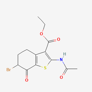 molecular formula C13H14BrNO4S B2820859 Ethyl 2-(acetylamino)-6-bromo-7-oxo-4,5,6,7-tetrahydro-1-benzothiophene-3-carboxylate CAS No. 128811-90-5