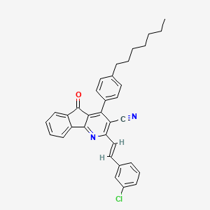 molecular formula C34H29ClN2O B2820860 2-[(E)-2-(3-chlorophenyl)ethenyl]-4-(4-heptylphenyl)-5-oxo-5H-indeno[1,2-b]pyridine-3-carbonitrile CAS No. 685107-65-7