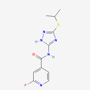 molecular formula C11H12FN5OS B2820865 2-fluoro-N-[3-(propan-2-ylsulfanyl)-1H-1,2,4-triazol-5-yl]pyridine-4-carboxamide CAS No. 1384717-81-0
