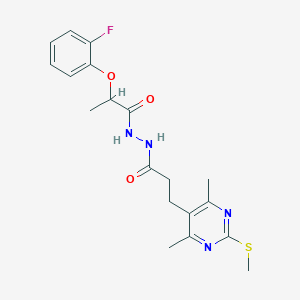 N'-{3-[4,6-dimethyl-2-(methylsulfanyl)pyrimidin-5-yl]propanoyl}-2-(2-fluorophenoxy)propanehydrazide
