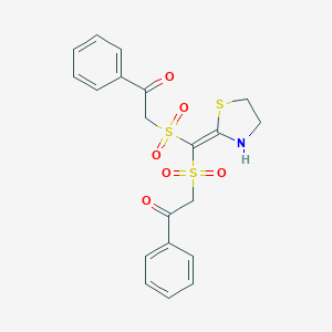molecular formula C20H19NO6S3 B282087 2-[Phenacylsulfonyl(1,3-thiazolidin-2-ylidene)methyl]sulfonyl-1-phenylethanone 
