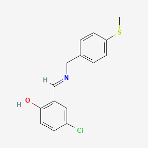 molecular formula C15H14ClNOS B2820874 4-chloro-2-((E)-{[4-(methylthio)benzyl]imino}methyl)phenol CAS No. 1232826-69-5