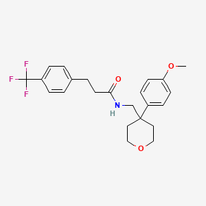 molecular formula C23H26F3NO3 B2820877 N-((4-(4-甲氧基苯基)四氢-2H-嘧啶-4-基甲基)-3-(4-(三氟甲基)苯基)丙酰胺 CAS No. 1797075-51-4