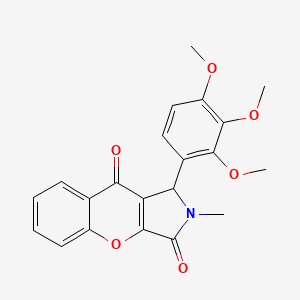 molecular formula C21H19NO6 B2820885 2-甲基-1-(2,3,4-三甲氧基苯基)-1,2-二氢咯色诺[2,3-c]吡咯-3,9-二酮 CAS No. 850802-19-6