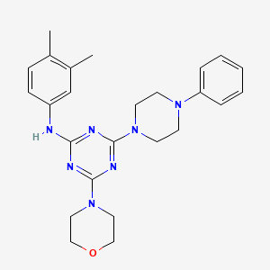 molecular formula C25H31N7O B2820888 N-(3,4-二甲基苯基)-4-(吗啉-4-基)-6-(4-苯基哌嗪-1-基)-1,3,5-三嗪-2-胺 CAS No. 946339-60-2