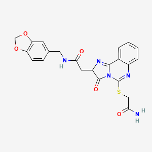 molecular formula C22H19N5O5S B2820889 2-[5-(2-amino-2-oxoethyl)sulfanyl-3-oxo-2H-imidazo[1,2-c]quinazolin-2-yl]-N-(1,3-benzodioxol-5-ylmethyl)acetamide CAS No. 958718-91-7