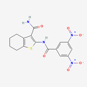 molecular formula C16H14N4O6S B2820898 2-(3,5-Dinitrobenzamido)-4,5,6,7-tetrahydrobenzo[b]thiophene-3-carboxamide CAS No. 69438-21-7