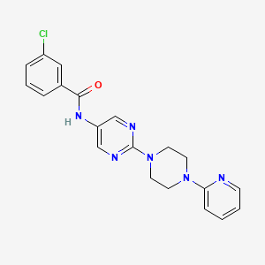 molecular formula C20H19ClN6O B2820912 3-chloro-N-(2-(4-(pyridin-2-yl)piperazin-1-yl)pyrimidin-5-yl)benzamide CAS No. 1396873-55-4