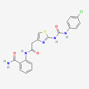 molecular formula C19H16ClN5O3S B2820917 2-(2-(2-(3-(4-氯苯基)脲基)噻唑-4-基)乙酰氨基)苯甲酰胺 CAS No. 921487-30-1