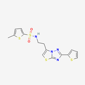 molecular formula C15H14N4O2S4 B2820918 5-methyl-N-(2-(2-(thiophen-2-yl)thiazolo[3,2-b][1,2,4]triazol-6-yl)ethyl)thiophene-2-sulfonamide CAS No. 946305-88-0