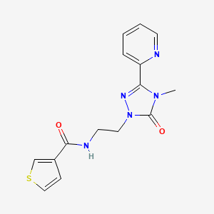 molecular formula C15H15N5O2S B2820919 N-(2-(4-methyl-5-oxo-3-(pyridin-2-yl)-4,5-dihydro-1H-1,2,4-triazol-1-yl)ethyl)thiophene-3-carboxamide CAS No. 1396749-47-5