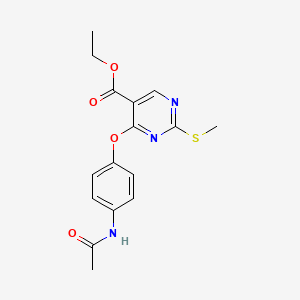 molecular formula C16H17N3O4S B2820926 Ethyl 4-[4-(acetylamino)phenoxy]-2-(methylsulfanyl)-5-pyrimidinecarboxylate CAS No. 383148-62-7