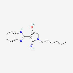 molecular formula C17H22N4O B2820927 5-amino-4-(1H-1,3-benzodiazol-2-yl)-1-hexyl-2,3-dihydro-1H-pyrrol-3-one CAS No. 213251-07-1
